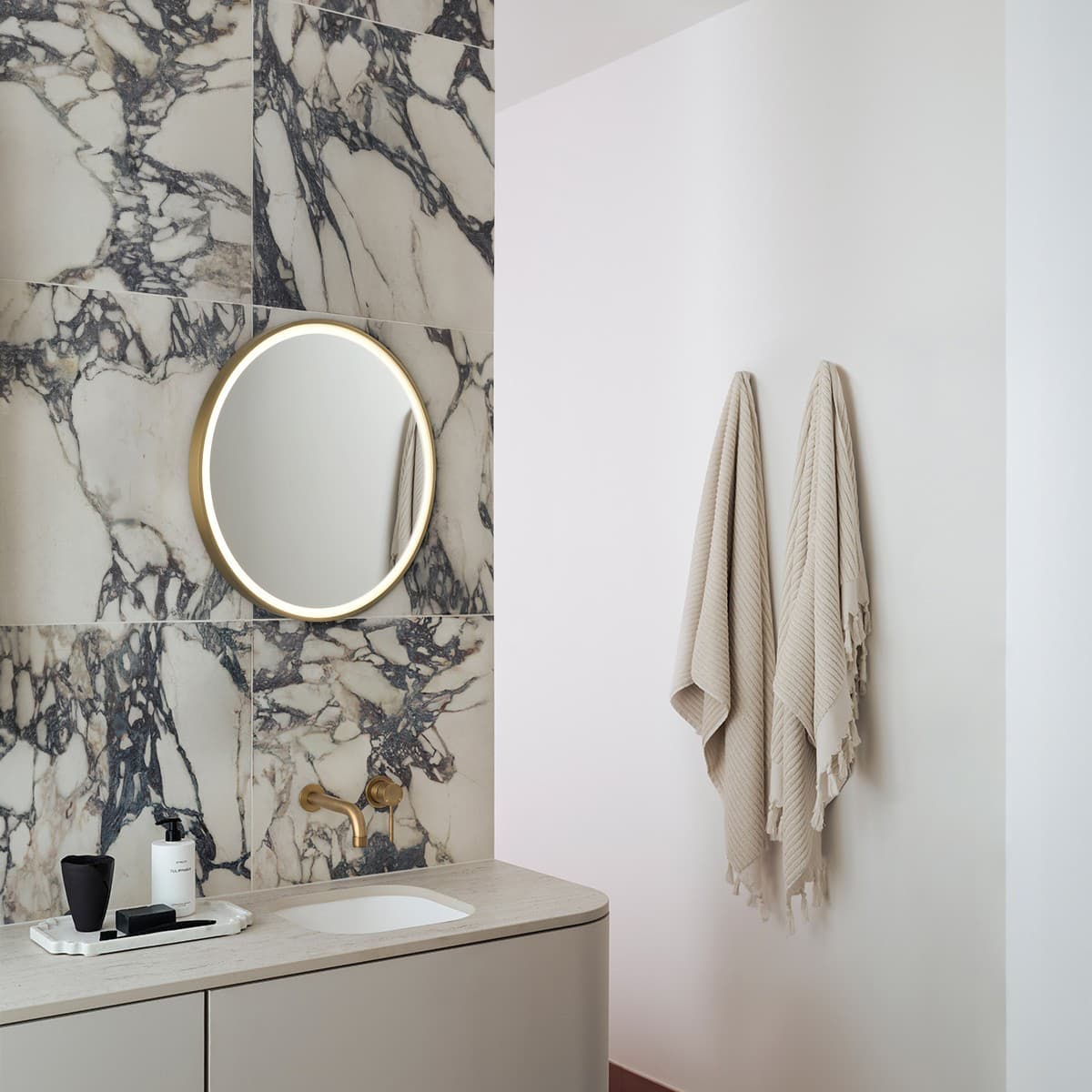 Contour Round Mirror Frame Only in Aged Brass-img-2