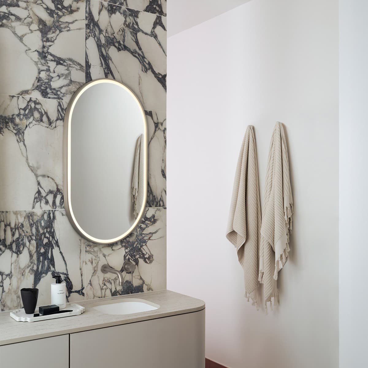 Contour Oval Mirror Frame Only in Brushed Chrome-img-2