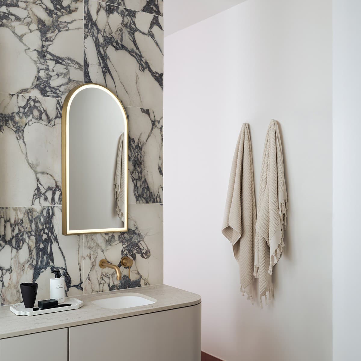 Contour Arch Mirror Frame Only in Aged Brass-img-2