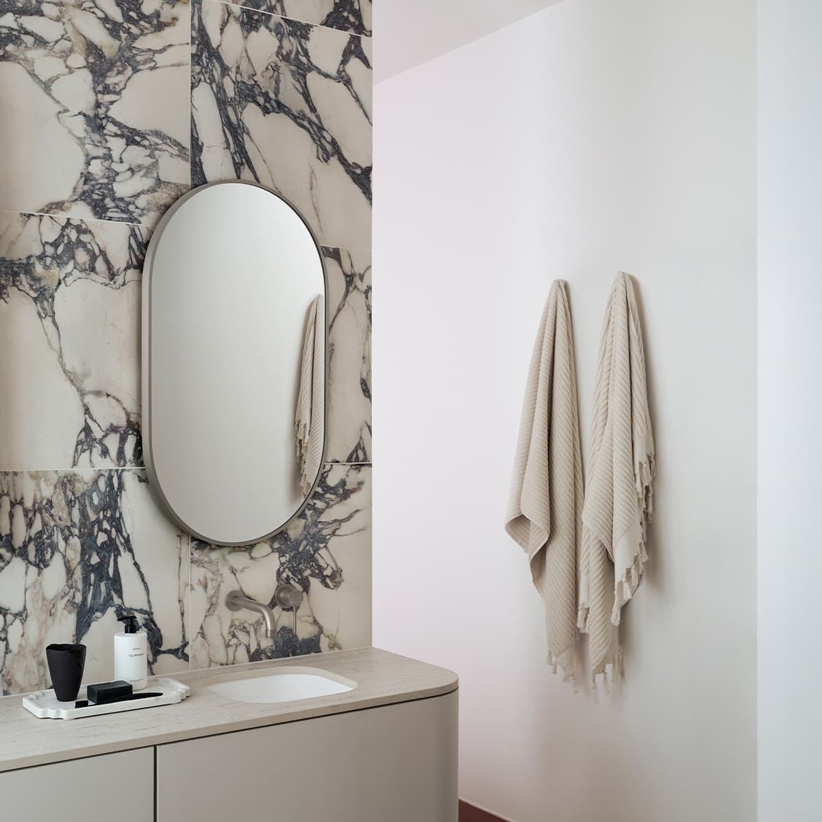Contour Oval LED Backlit Mirror in White-img-5