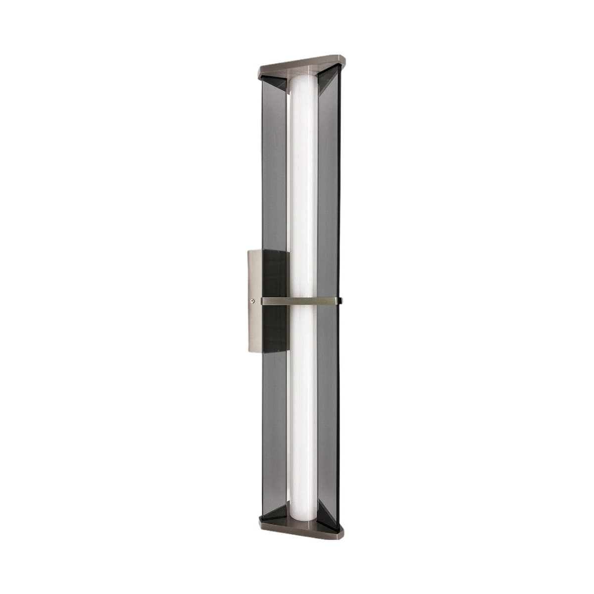 Volare 630mm LED Colour-Switching Wall Bracket in Brushed Chrome with Smoke Glass
