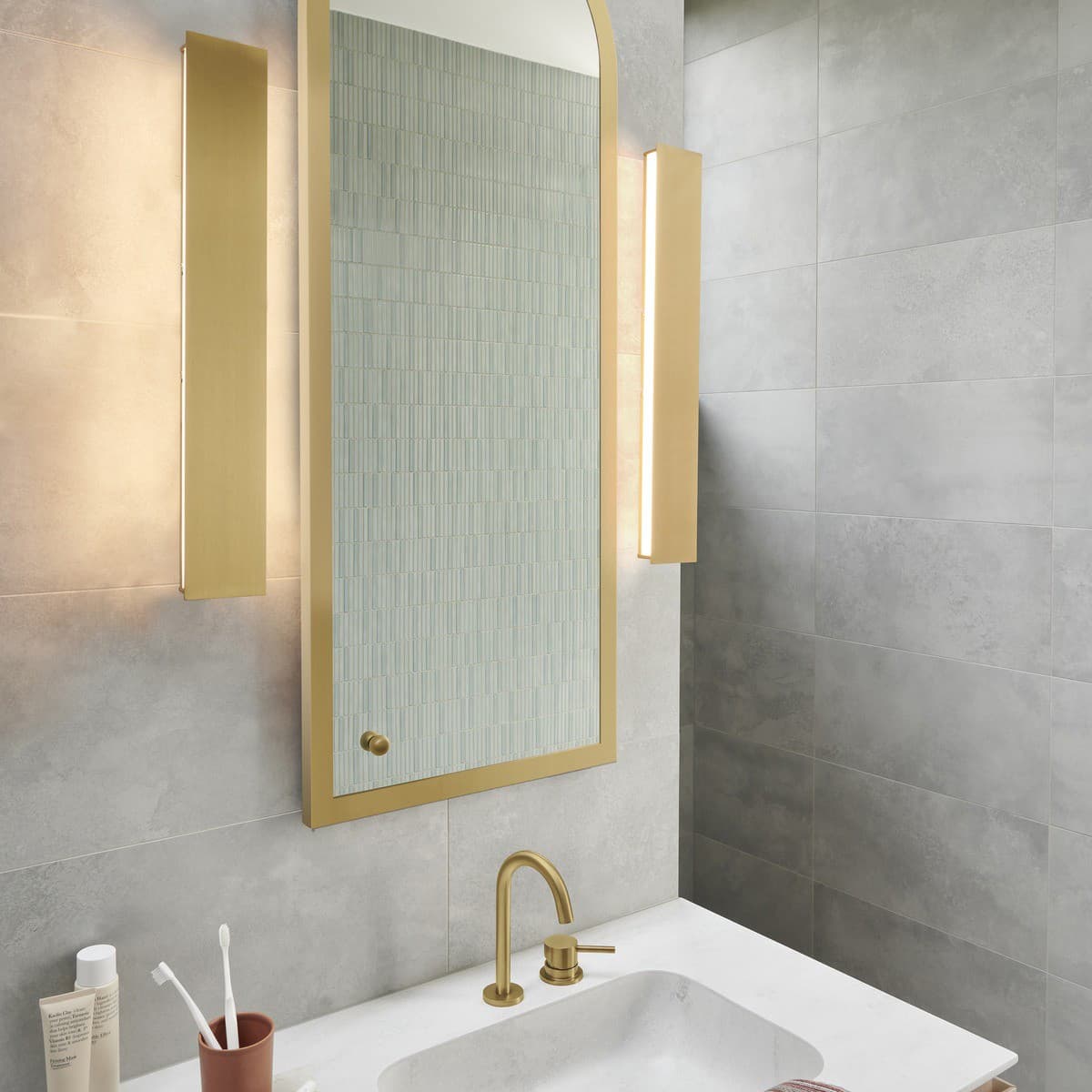 Jones 620mm 2 Light LED Colour-Shifting Wall Sconce in Brass