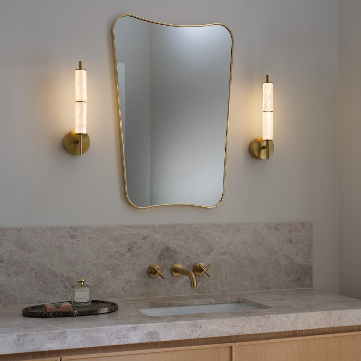 Made by Mayfair Cadence LED Colour Switching Wall Bracket in Aged Brass with Spanish Alabaster-img-3