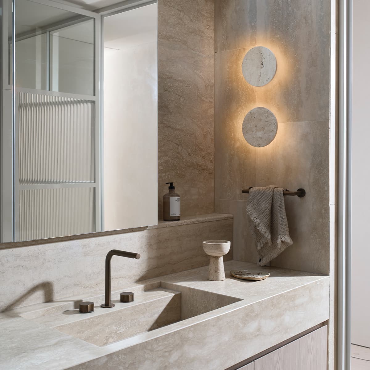 Equinox 200mm LED Colour-Shifting Wall Sconce in Travertine-img-2