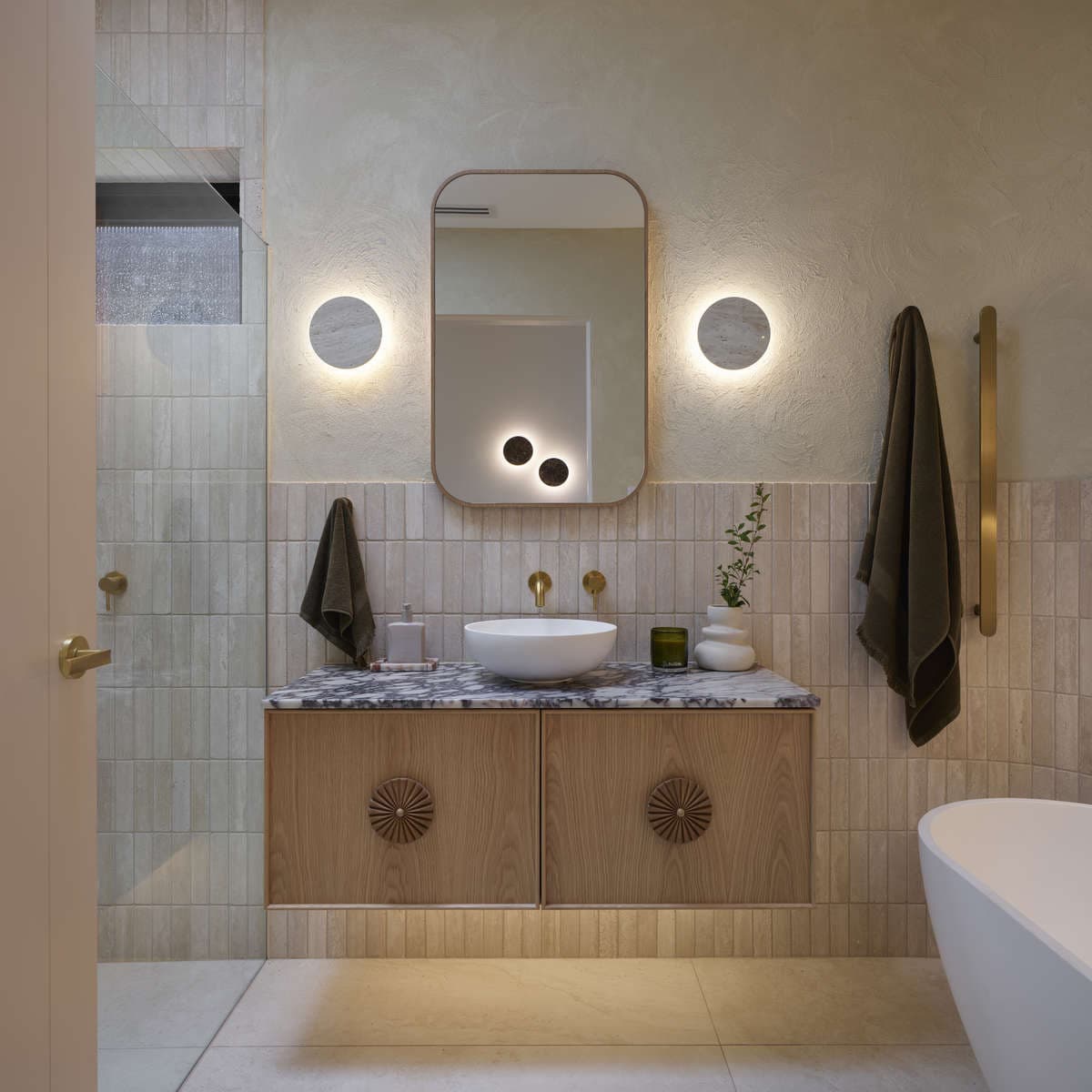 Equinox 200mm LED Colour-Shifting Wall Sconce in Travertine-img-5