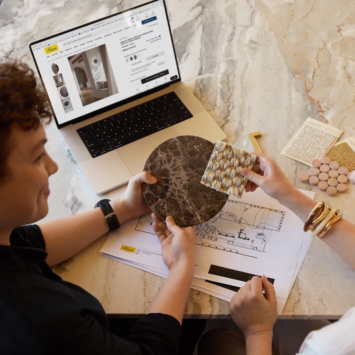 Equinox 200mm LED Colour-Shifting Wall Sconce in Brown Marble