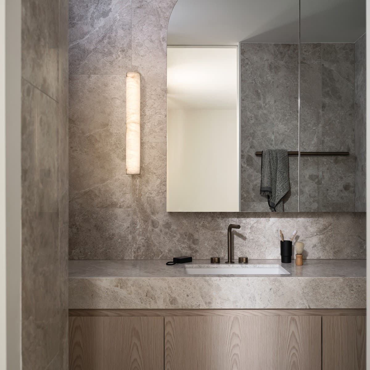 Made By Mayfair Times 600mm LED Colour Shifting Linear Wall Sconce in Spanish Alabaster-img-2