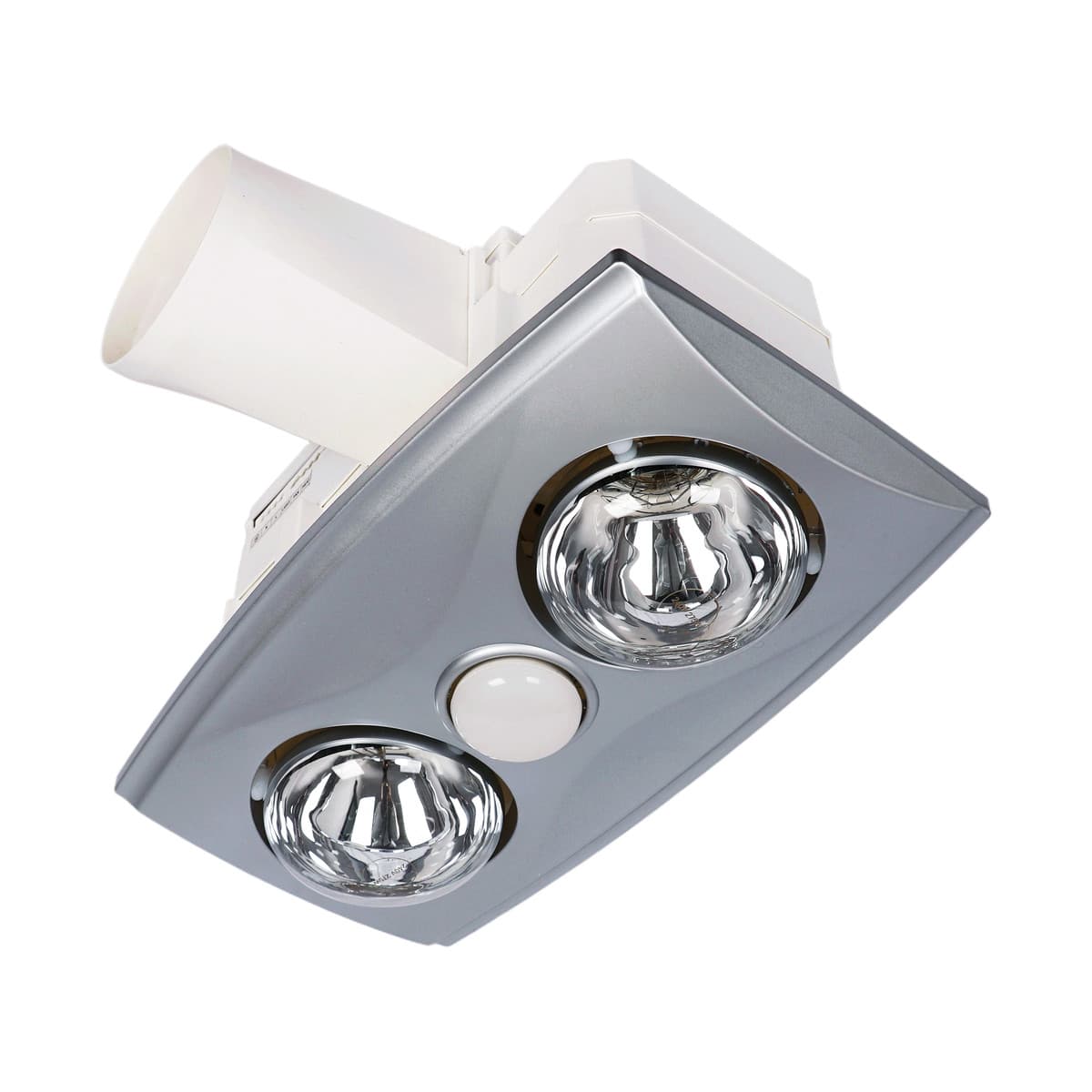 Thermalite 3-in-1 Bathroom Heater, Exhaust Fan and Light in Silver with 2x 275W Heat Lamps
