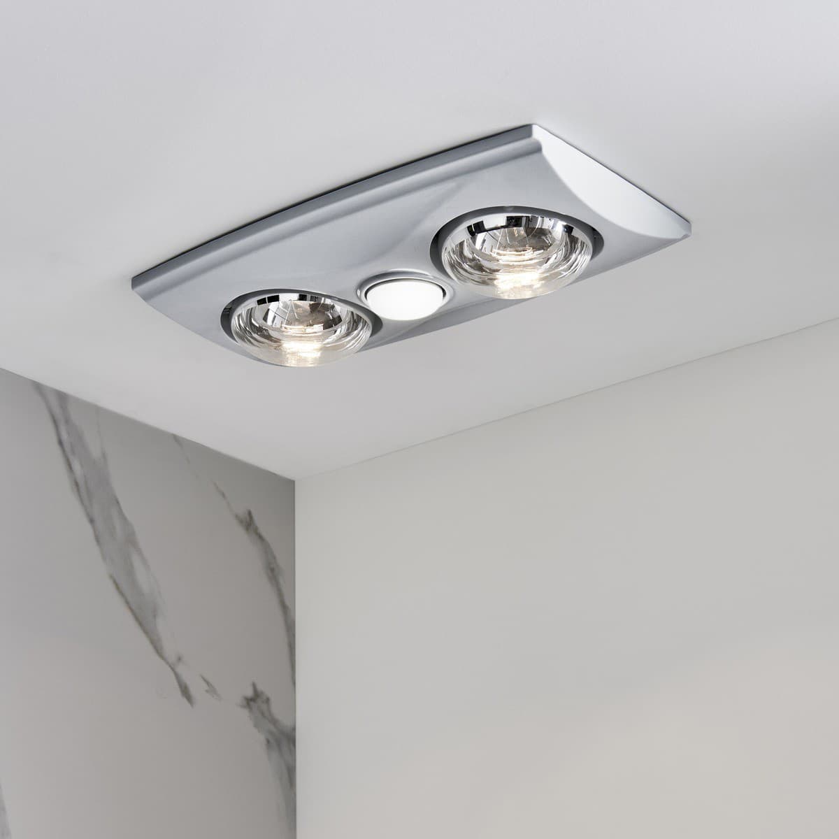 Thermalite 3-in-1 Bathroom Heater, Exhaust Fan and Light in Silver with 2x 275W Heat Lamps-img-2