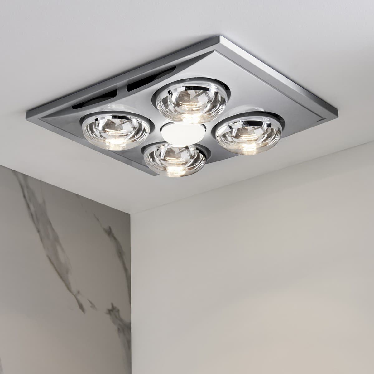 Thermalite Deluxe 3-in-1 Bathroom Heater, Exhaust Fan and Light in Silver with 4x 275W Heat Lamps-img-2