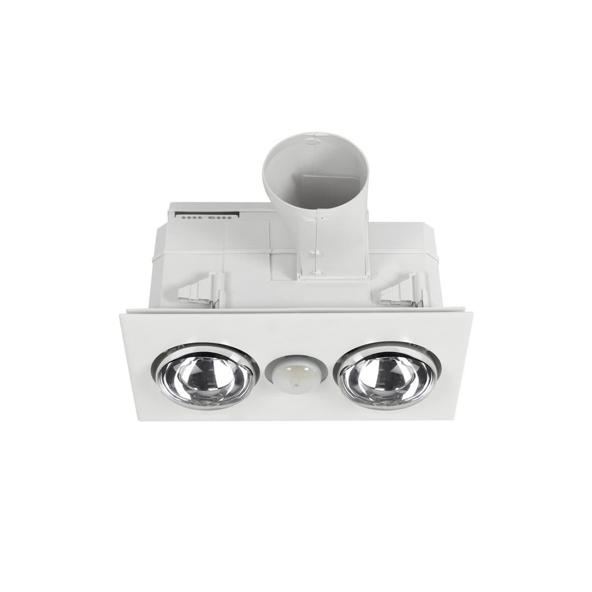 Cali 3-in-1 Bathroom Heater, Exhaust Fan and Light in White with 2 x 275W Heat Lamps-img-1
