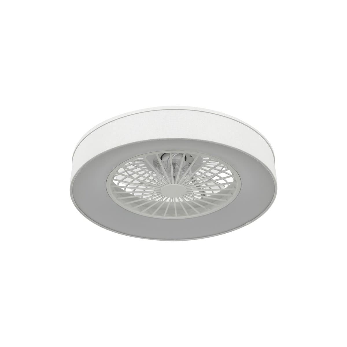 Monsanto Flush Ceiling Fan with LED Light in White with White Fabric Shade-img-1