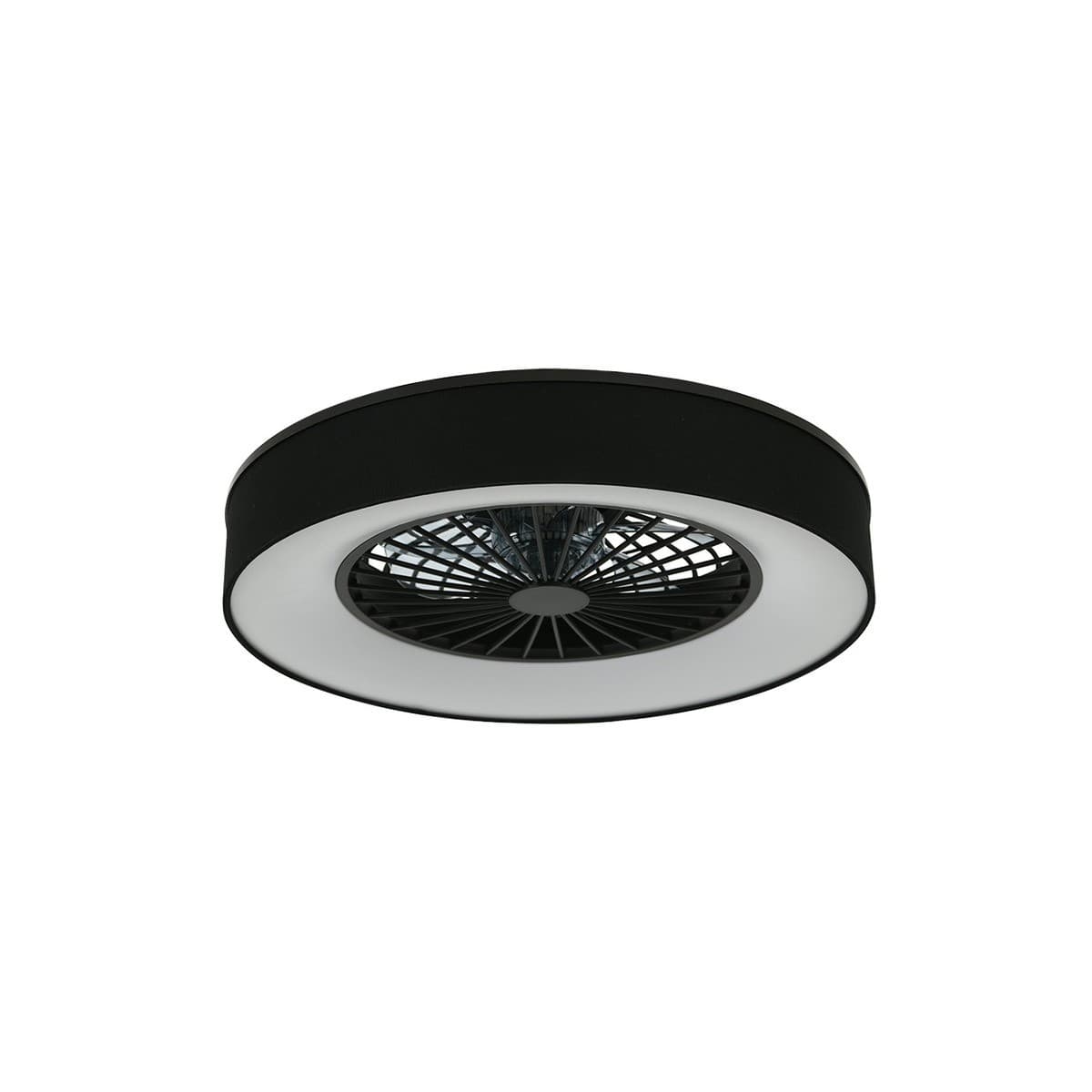 Monsanto Flush Ceiling Fan with LED Light in Black with Black Fabric Shade-img-1