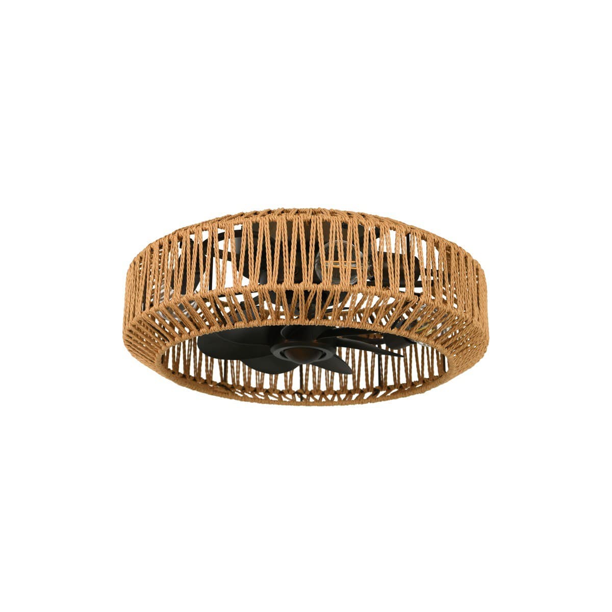 Ballina 4 Light Flush Ceiling Fan in Bronze with Natural Weave Shade-img-1