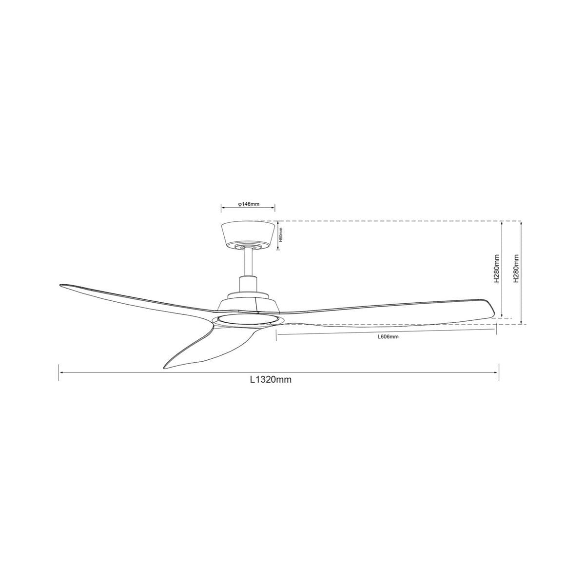 Moto 132cm DC Fan in Black-img-2