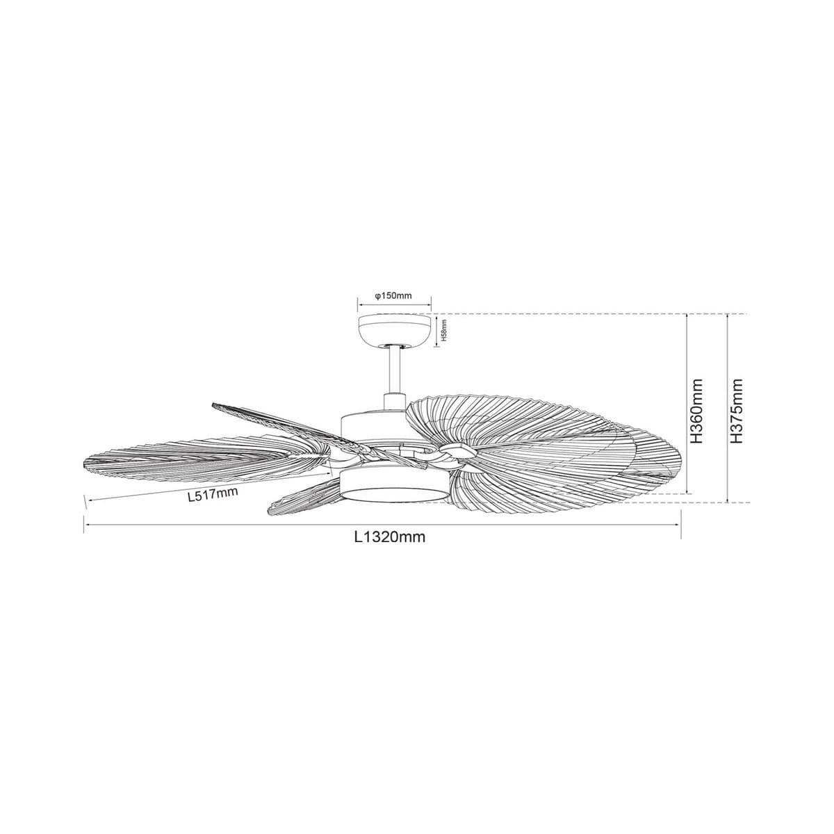 Bali 132cm DC Fan with Light in Antique White-img-7