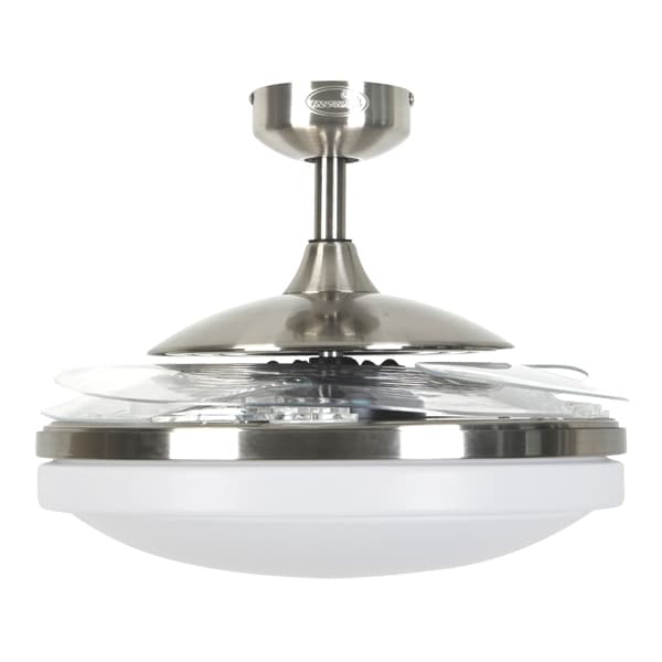 Fanaway Evo2 Endure Brushed Chrome Ceiling Fan with Retractable Blades and Light