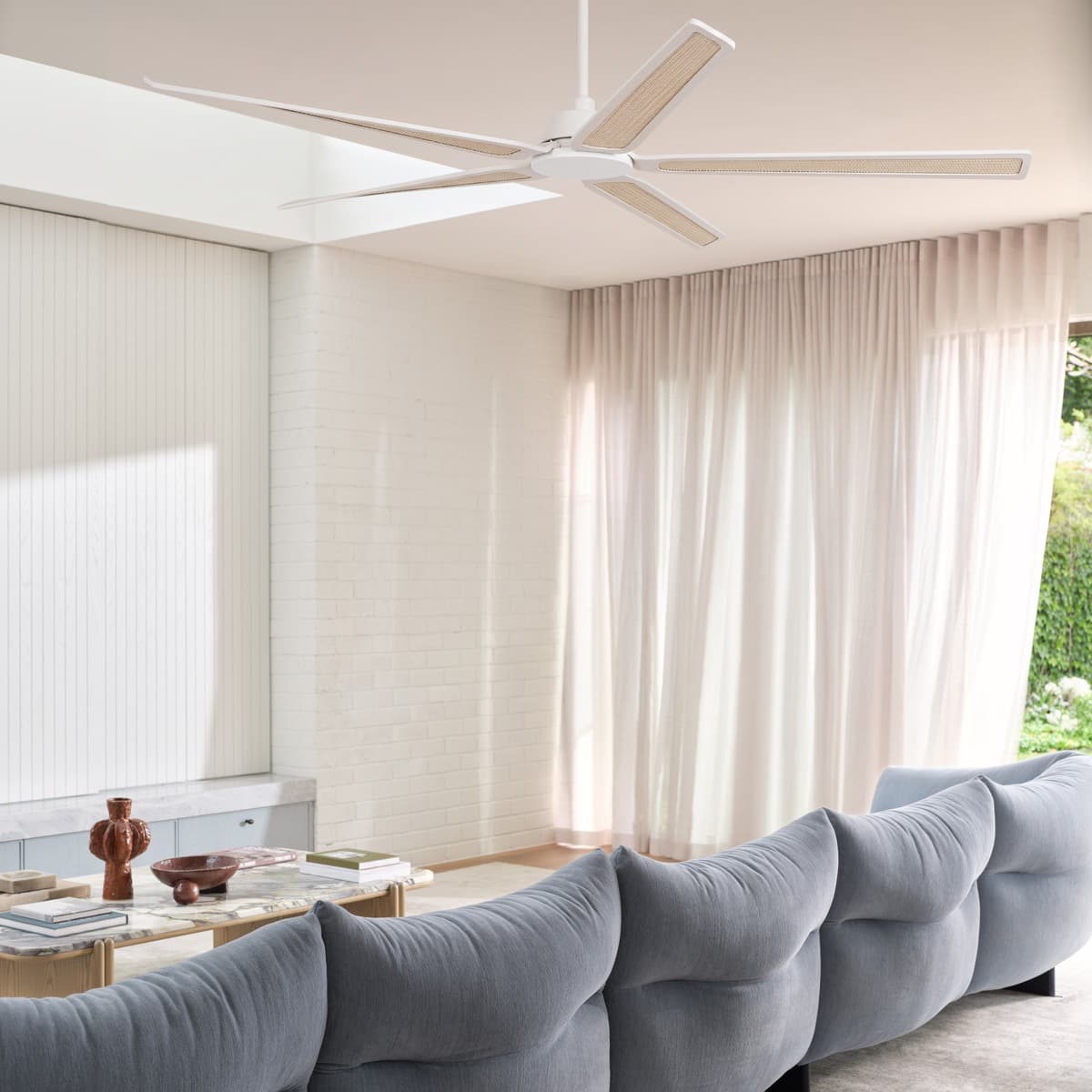 Vine 181cm DC Fan in White with White Washed Blades-img-2