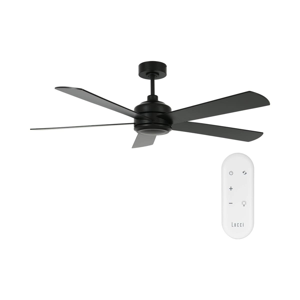 Heleus 132cm DC Fan with Light in Black with Black/Black Timber Blades-img-2
