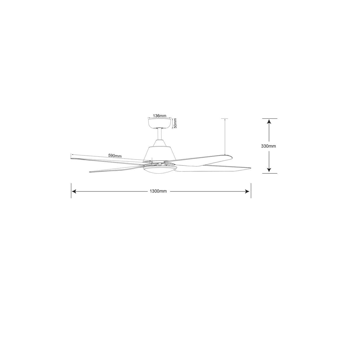 Aria 132cm Fan with LED Light in White-img-1