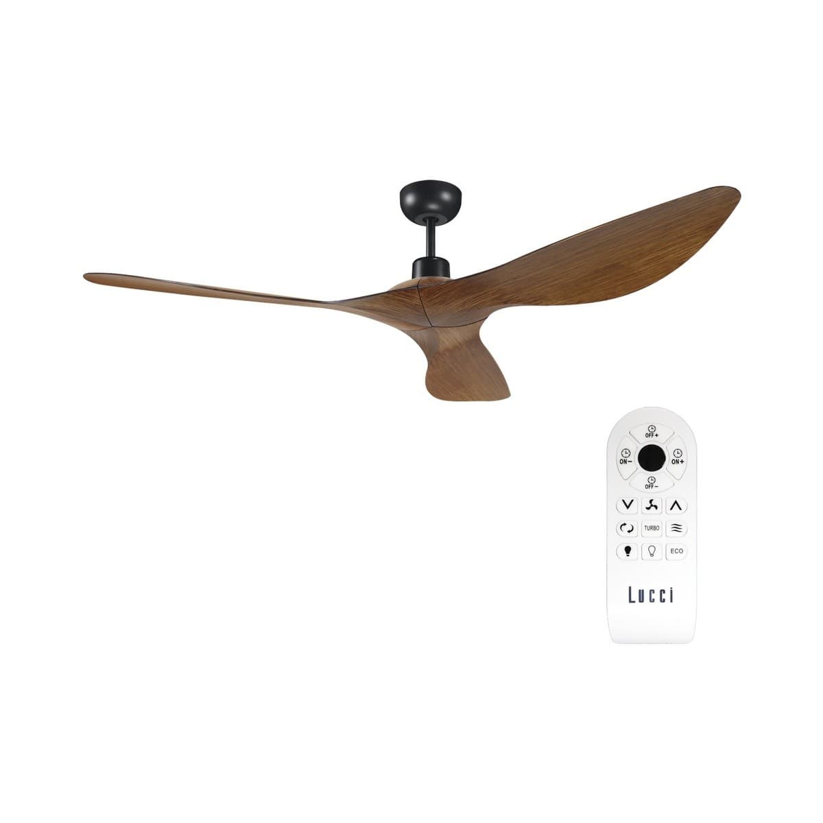 Kyber 137cm DC Fan in Black with Walnut Blades-img-2