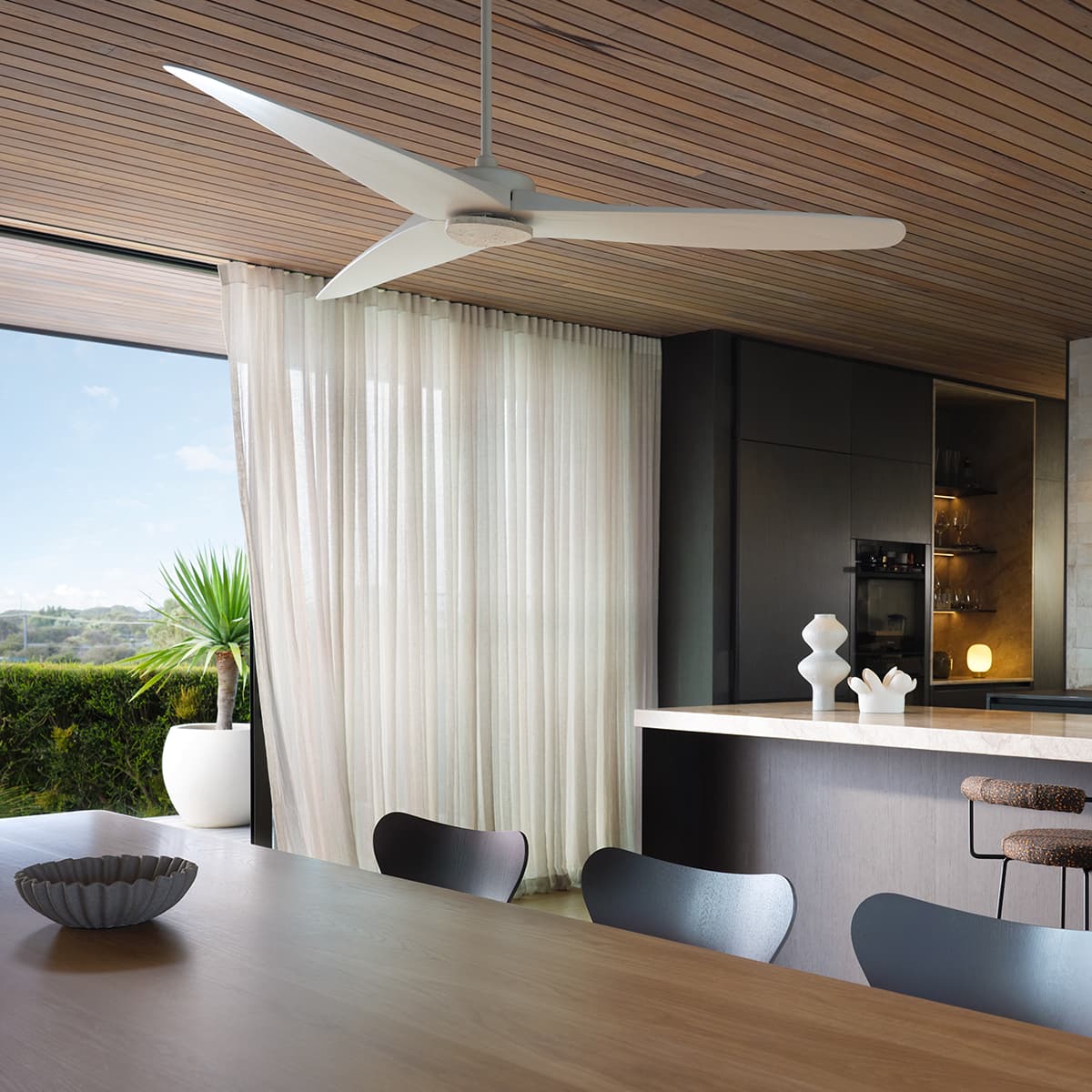 Apostle 167cm DC Fan in Almond with Natural Travertine-img-5