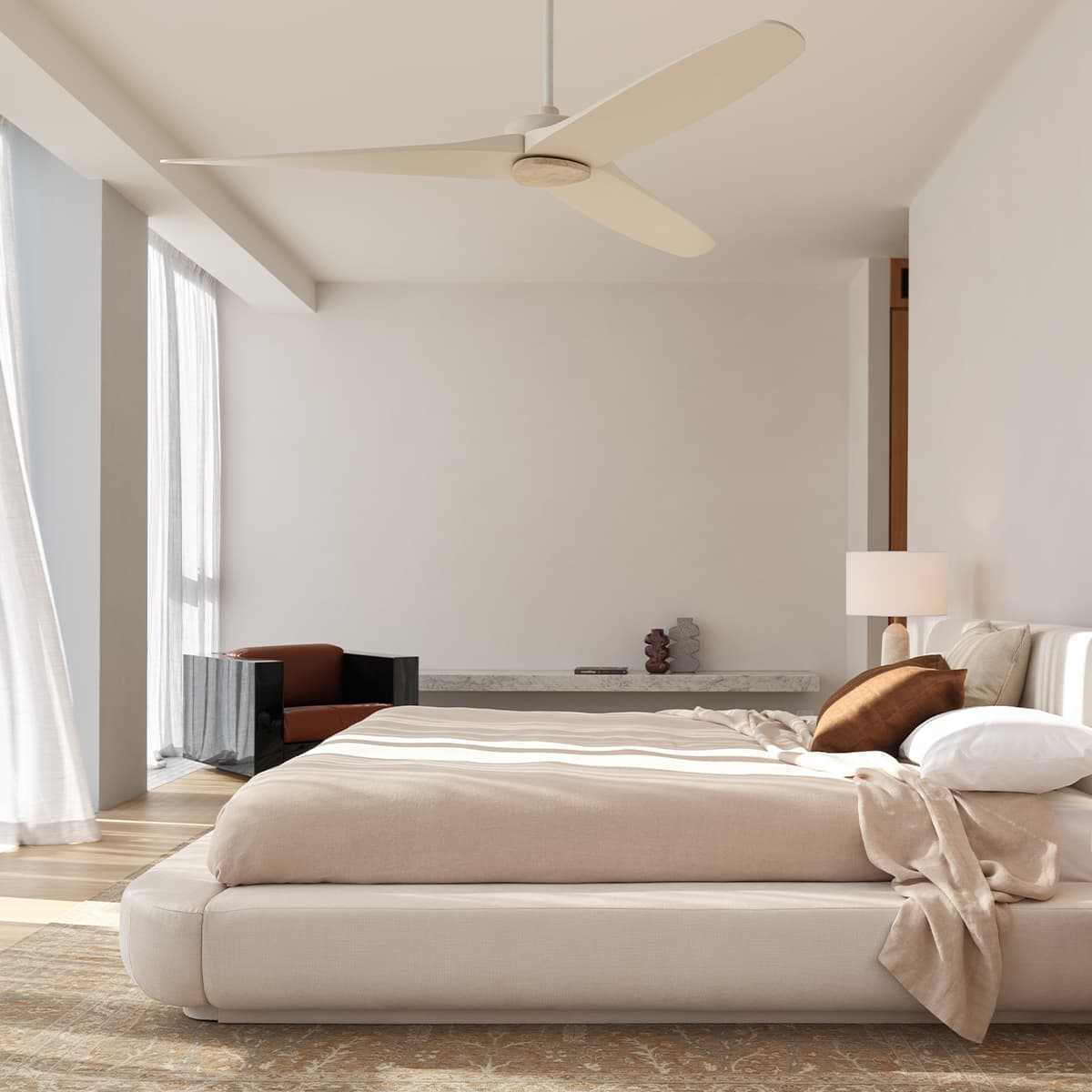 Apostle 167cm DC Fan in Almond with Natural Travertine-img-6