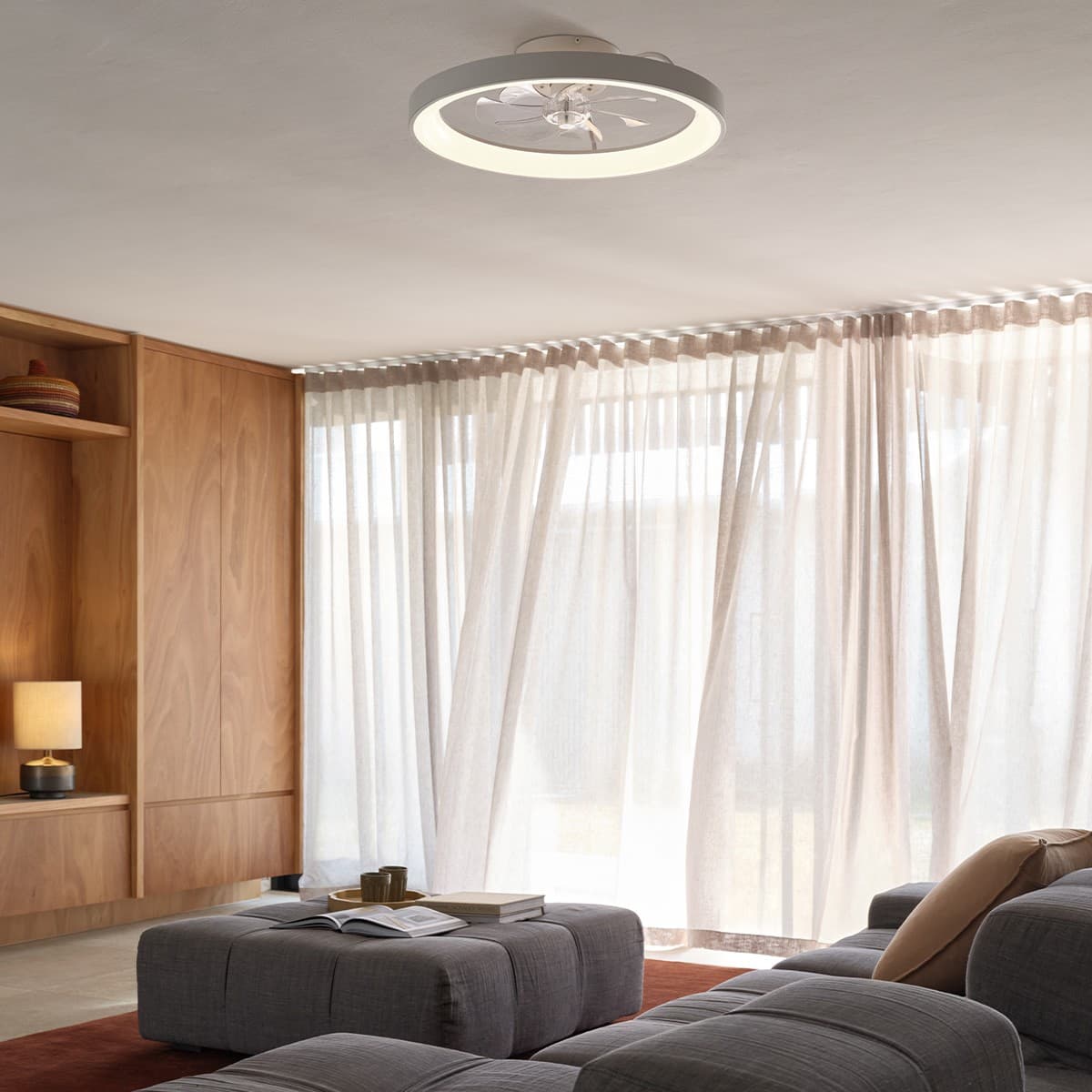 Airis Flush DC Ceiling Fan with 600mm LED Light in White-img-4