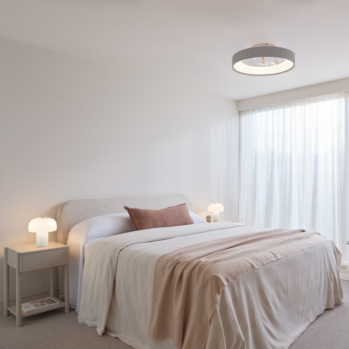 Juniper Flush DC Ceiling Fan with LED Light in White-img-2