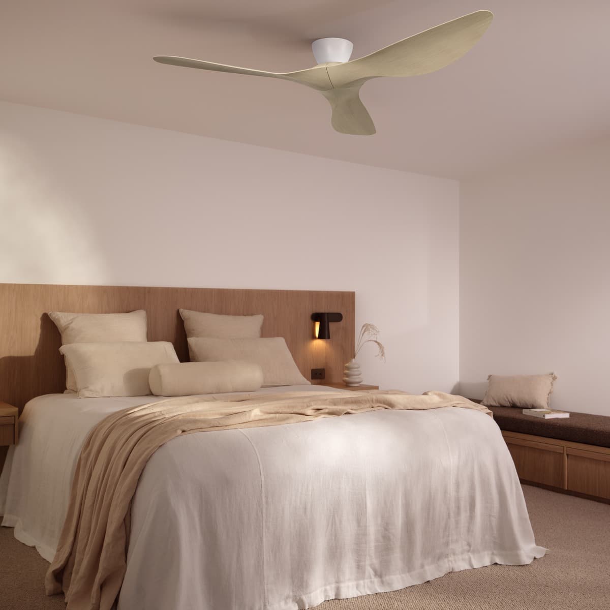 Kyber 137cm DC Close to Ceiling Fan in White with Ash Blades-img-2