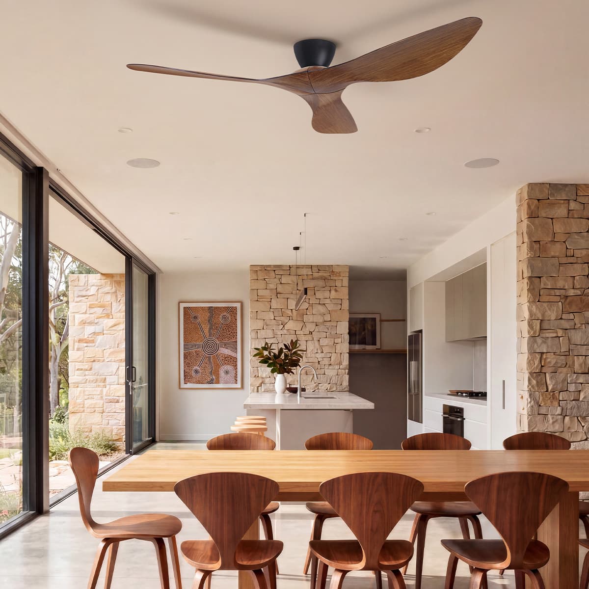 Kyber 137cm DC Close to Ceiling Fan in Black with Koa Blades