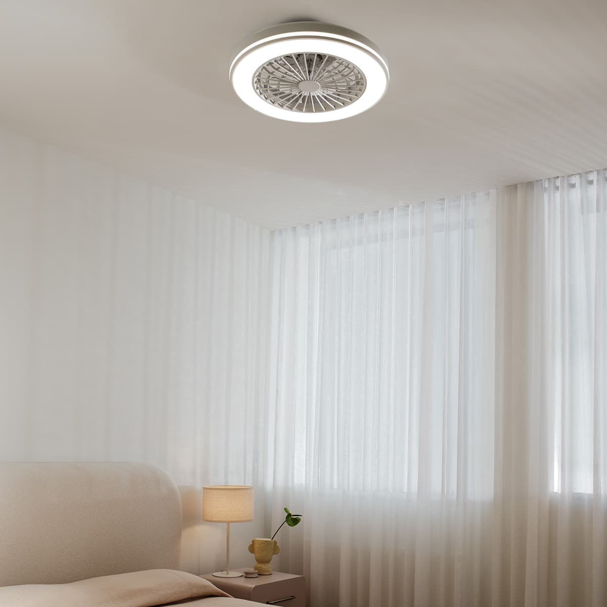 Swiss 500mm DC Flush Fan with Light in White-img-3