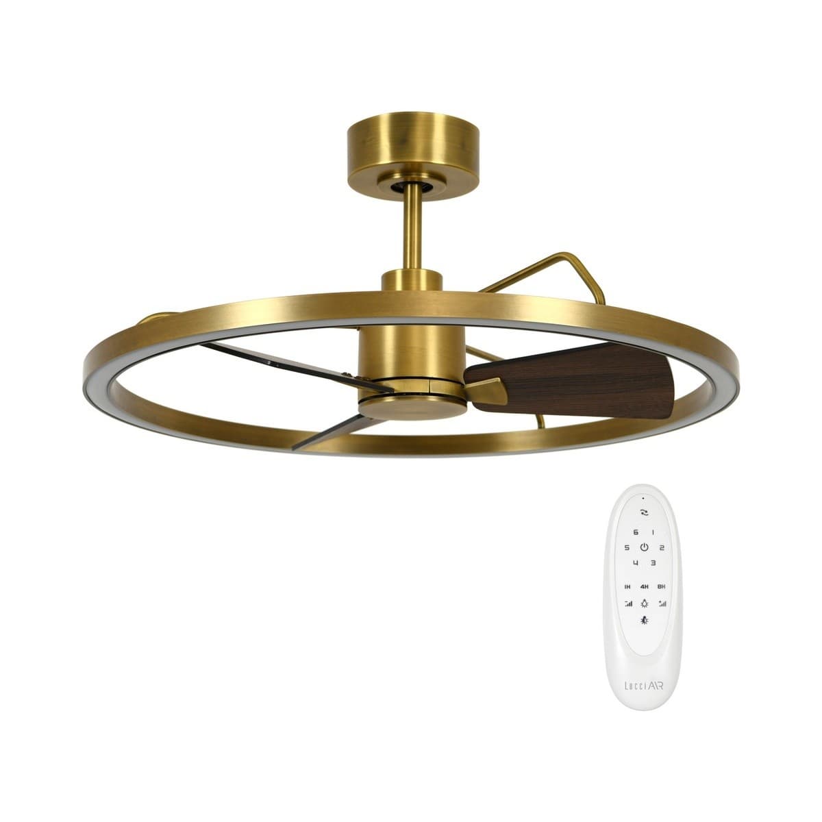 Cessna DC Fan with 700mm LED Light in Antique Brass with Walnut Blades-img-2