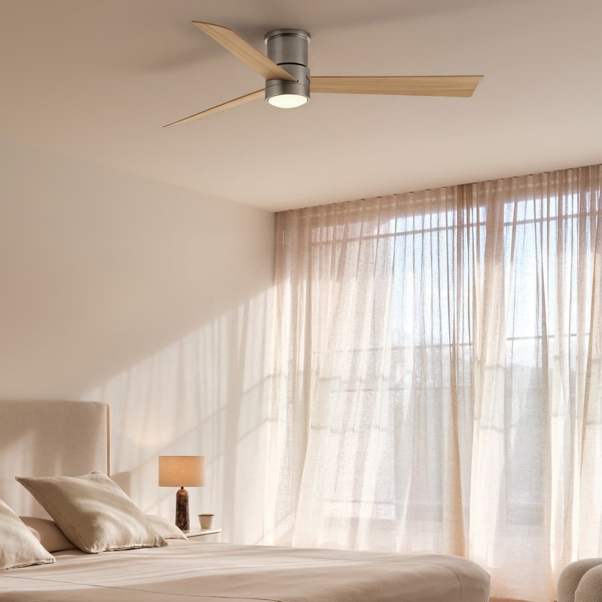 Climate IV 132cm DC Close to Ceiling Fan with Light in Antique Nickel with Teak-img-2