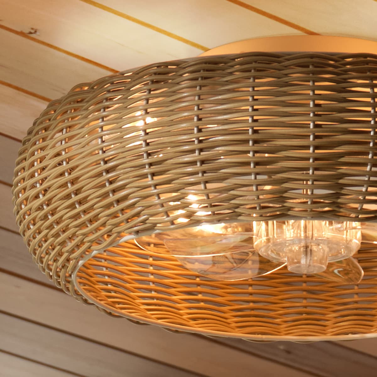 Lorne 500mm IP44 DC Flush Fan with Light in Natural