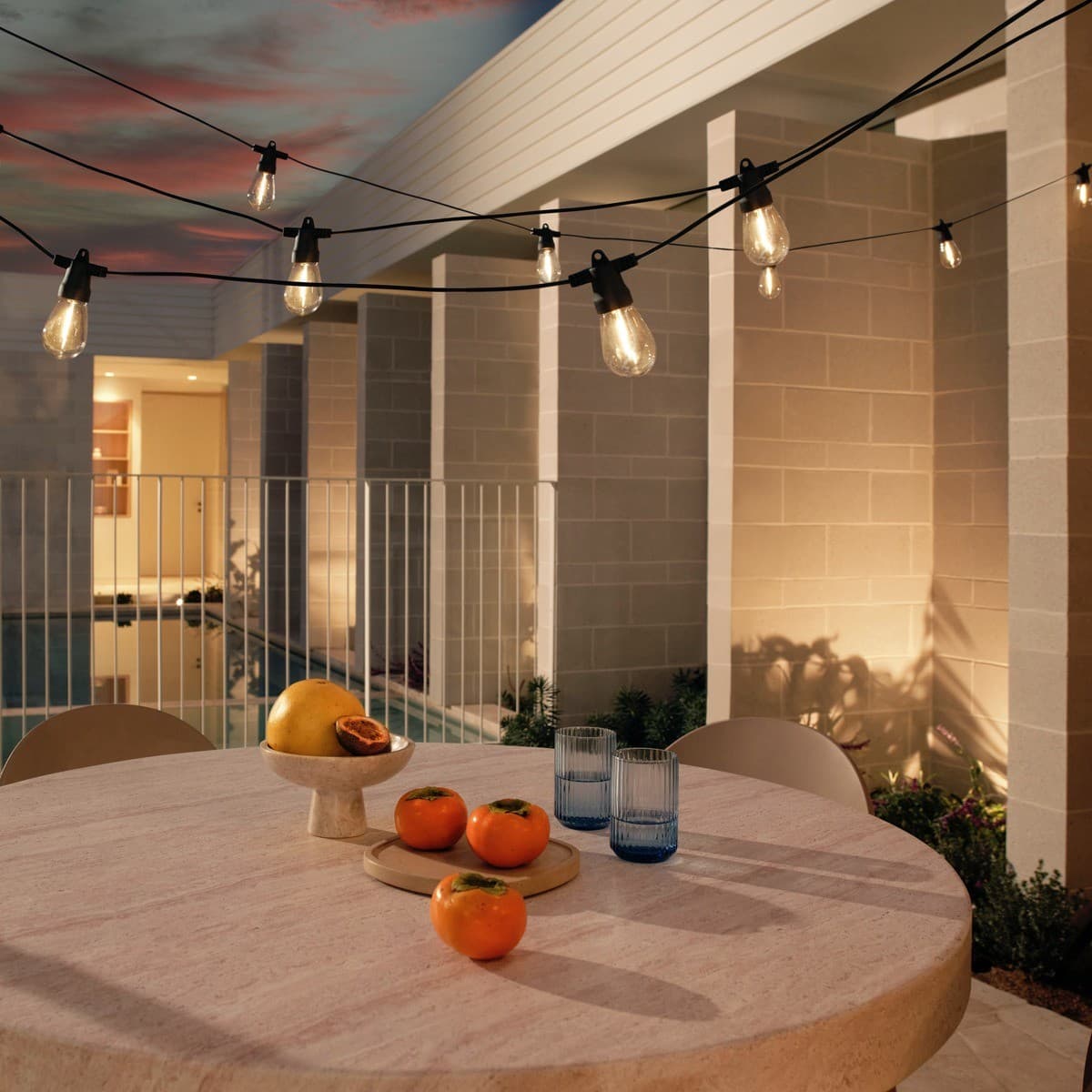 Festoon Solar 12 Light LED Exterior String Light Kit in Black with Warm White-img-2