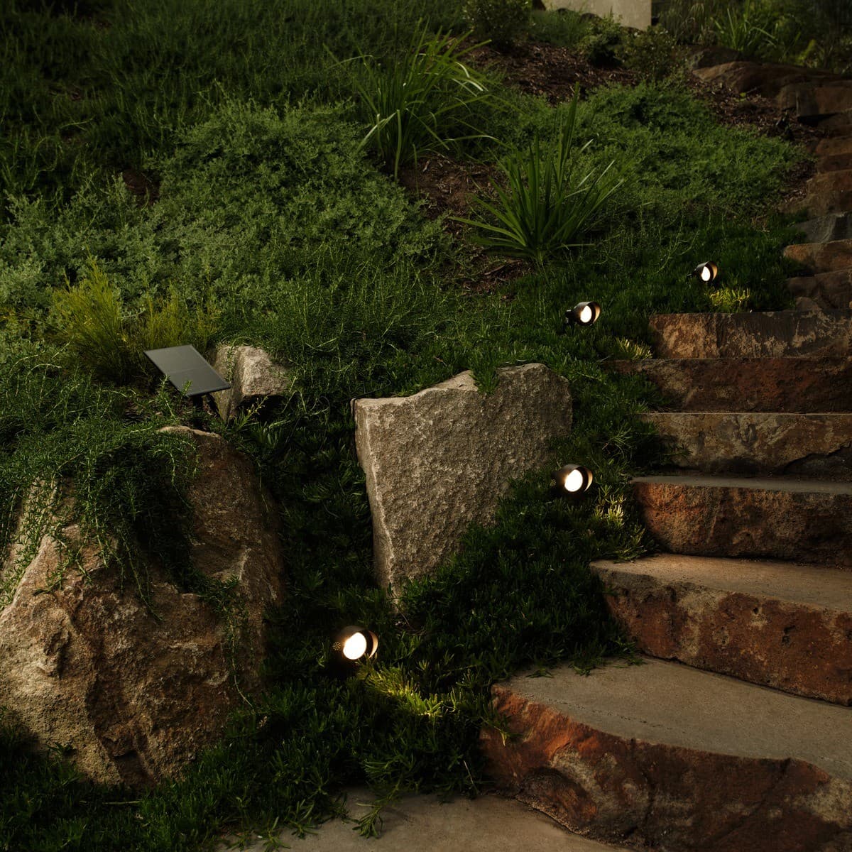 Sunset Solar 4 Light LED Spike Spot Kit in Black-img-3
