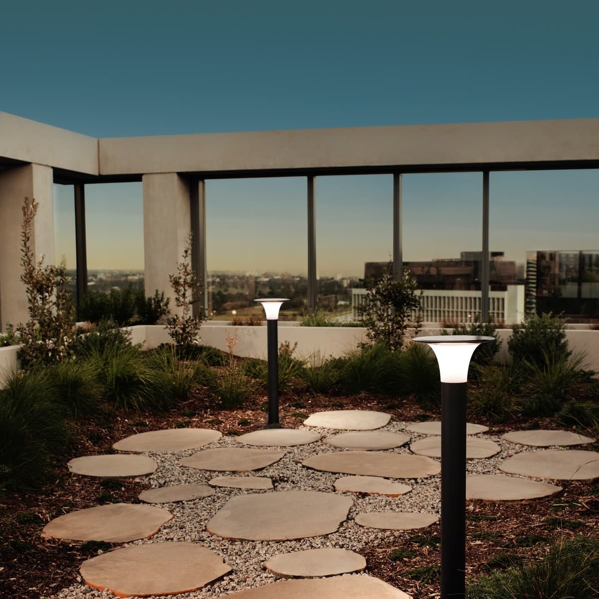 Raya Small Solar LED Bollard with Sensor in Black-img-2