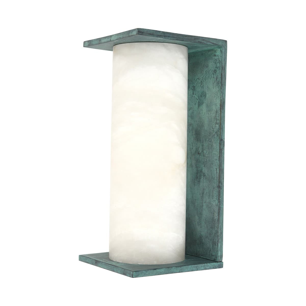 Made By Mayfair Seaside Escarpment Exterior Wall Bracket in Verdigris with Spanish Alabaster Shade-img-1