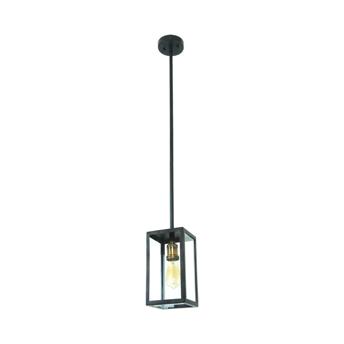 Southampton 1 Light Small Exterior Pendant in Antique Black with Bronze Accents-img-1