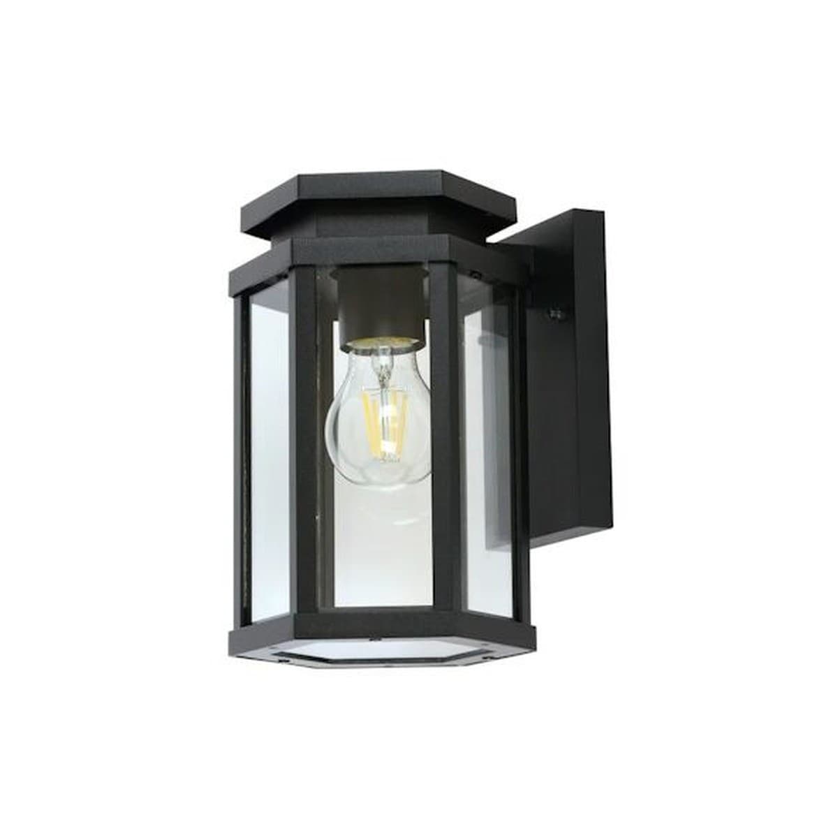 Northampton 1 Light Small Hexagon Exterior Wall Bracket in Black-img-1