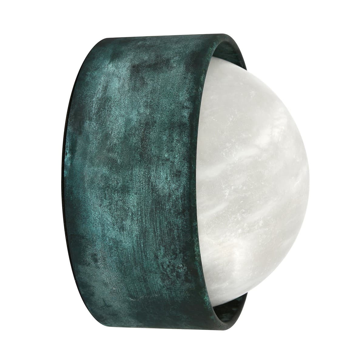 Made By Mayfair Seaside Sol Exterior Wall Sconce in Verdigris with Spanish Alabaster Shade-img-1