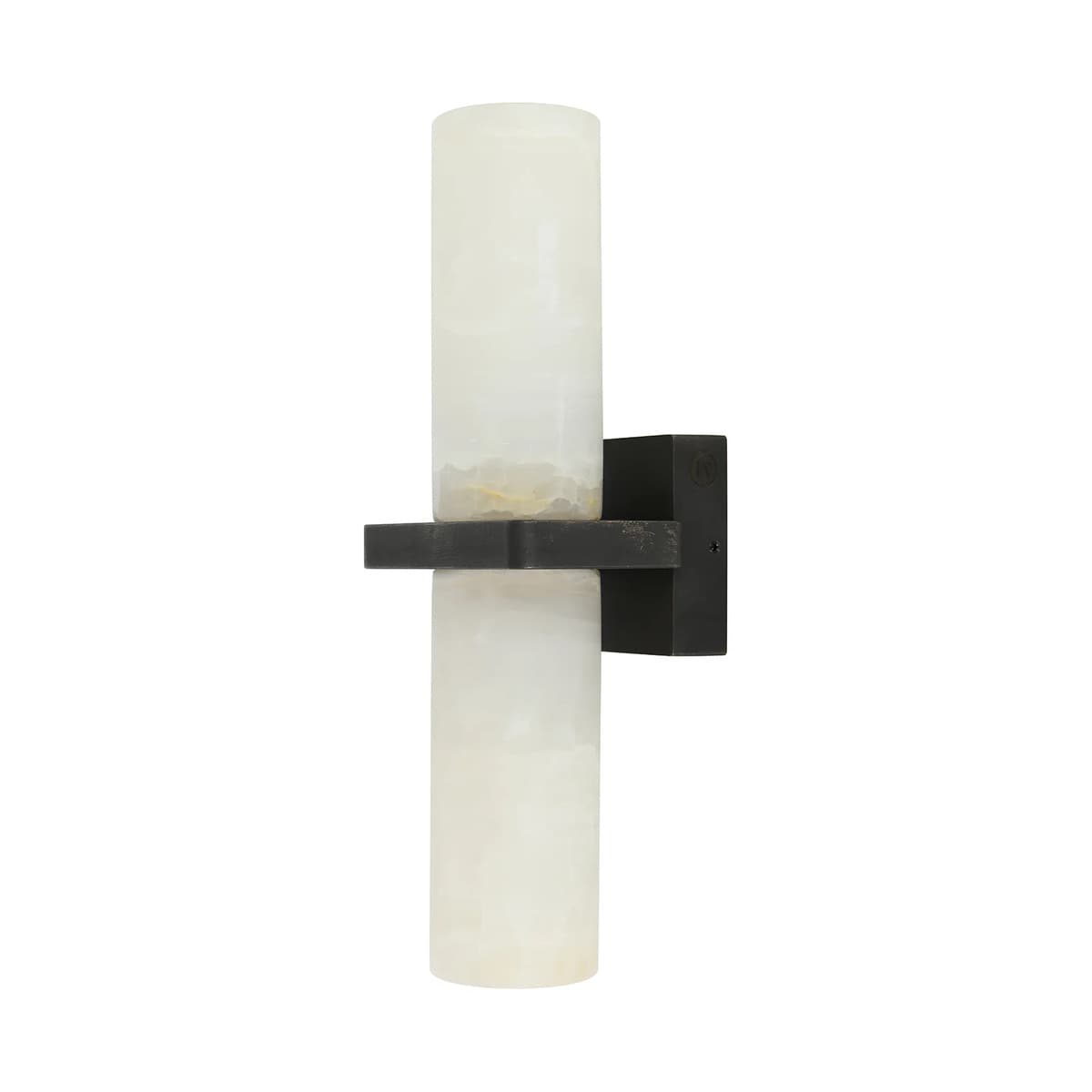 Made By Mayfair Seaside Una 2 Light Wall Bracket in Aged Solid Bronze with White Jade Stone Shades-img-1