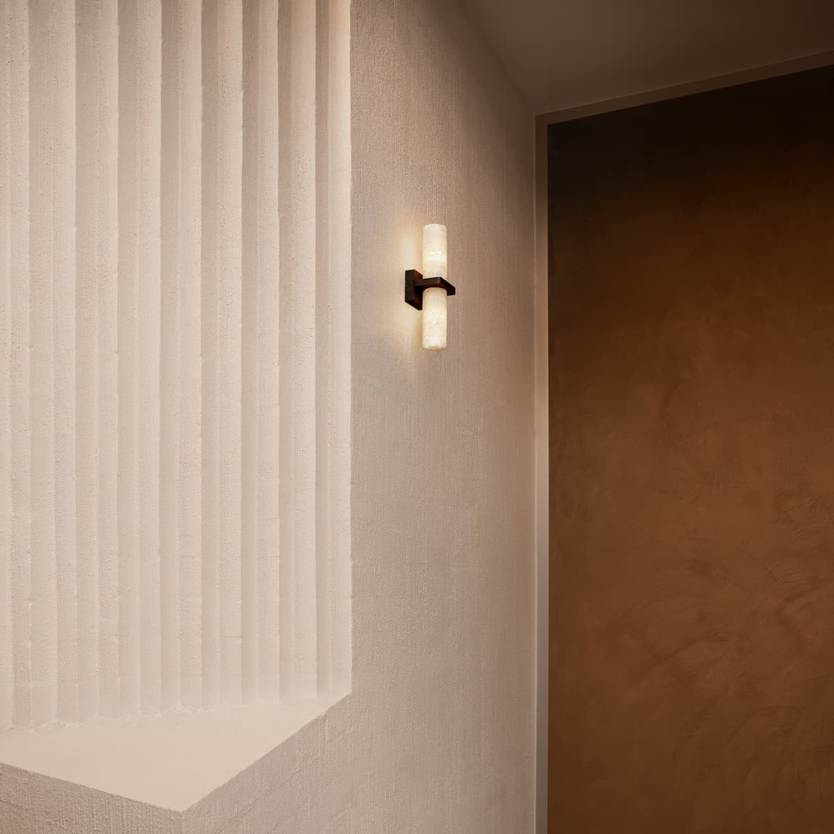 Made By Mayfair Seaside Una 2 Light Wall Bracket in Aged Solid Bronze with White Jade Stone Shades-img-2