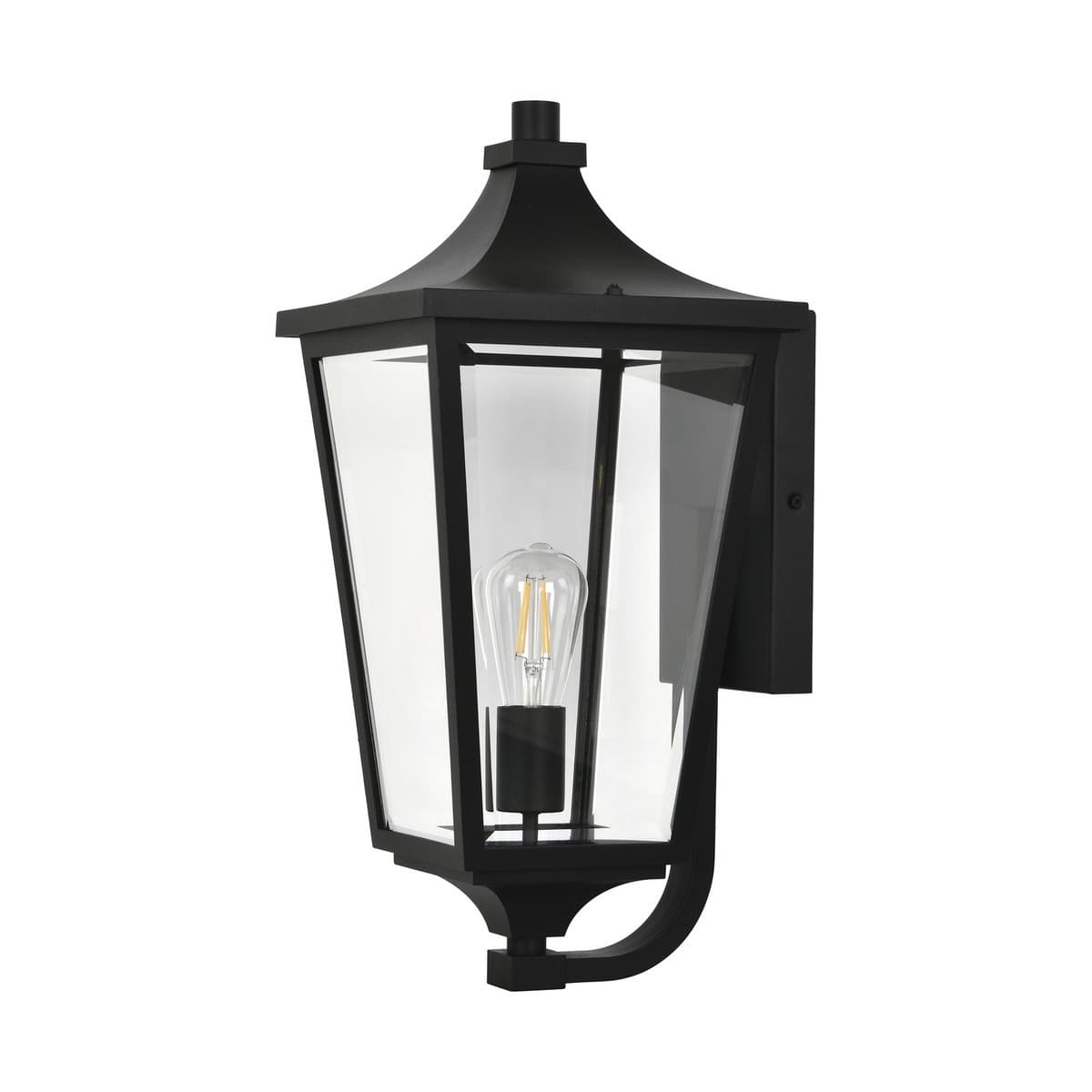 Leon 1 Light Medium Exterior Wall Lantern in Black-img-1