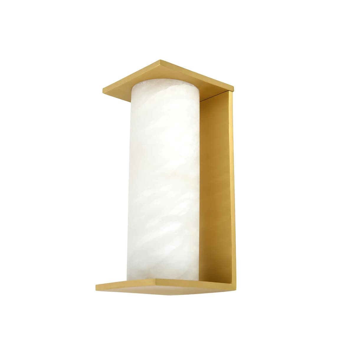Made By Mayfair Seaside Escarpment Exterior Wall Bracket in Brass with Spanish Alabaster Shade-img-1
