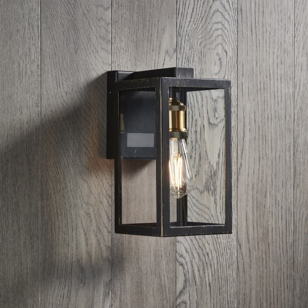 Southampton 1 Light Small Wall Bracket With Microwave Sensor in Antique Black with Bronze Accents-img-3