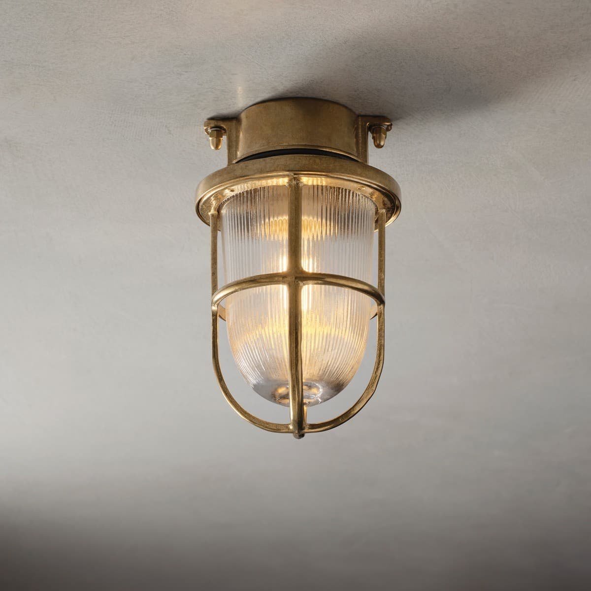 Santorini 1 Light Close to Ceiling Fitting in Solid Brass