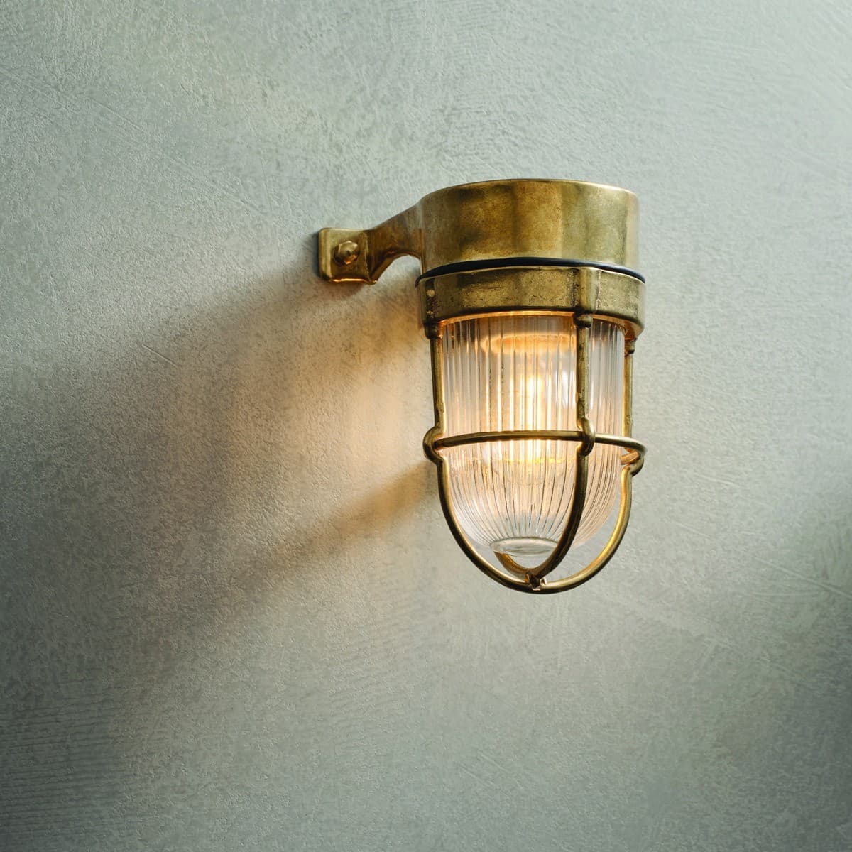Santorini 1 Light Small Wall Bracket with Cage in Solid Brass