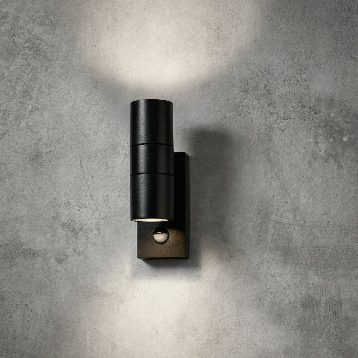 Wanaka 2 Light 240V Up/Down Exterior Wall Light with Sensor in Black-img-2